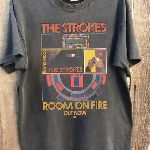 Other - The Strokes Rock Band Retro Tee Classic Style Unisex Charcoal Distressed Shirt